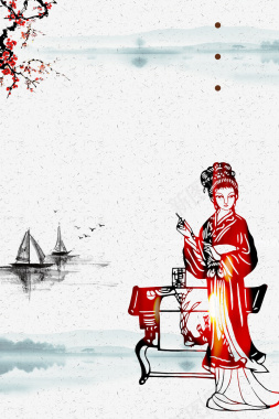 水墨中国古代文学红楼梦展板背景背景