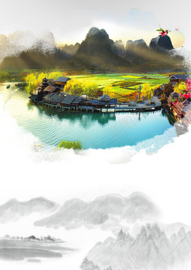 桂林上水风景海报背景背景