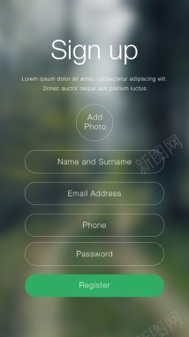 清新简约手机APP注册页面背景