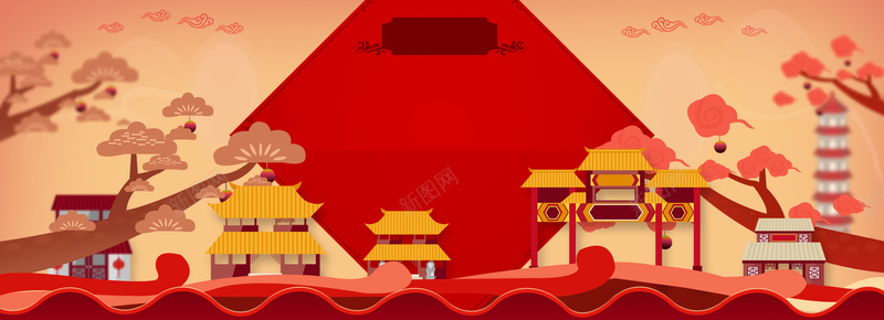 淘宝天猫中国风插画回馈活动海报jpg设计背景_新图网 https://ixintu.com 中国风 促销 古建筑 古风 回馈 天猫 感恩 插画 新年 活动 海报 淘宝