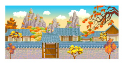 矢量花草树木秋季景观风景插画背景矢量图高清图片