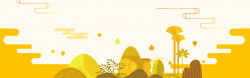 秋季黄树叶老树黄色秋季户外卡通银杏叶banner高清图片