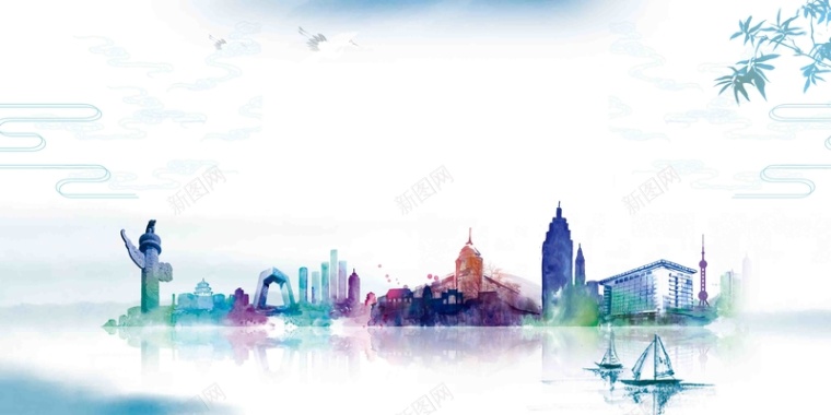 简约中国风魅力中国城展板背景模板背景