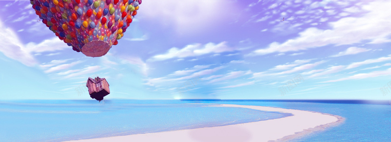 旅游出行广告psd_新图网 https://ixintu.com 出游 夏日 摄影 旅行 气球 海报banner 海滩 风景