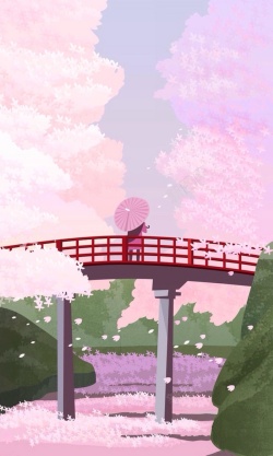 粉色画卷樱花节海报日系唯美风背景高清图片