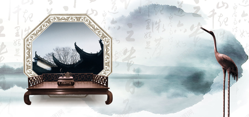 中国风古典红木家具促销背景背景