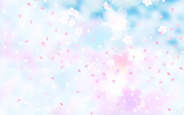 蓝粉色的小碎花瓣jpg设计背景_新图网 https://ixintu.com 粉色 花瓣