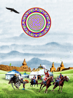 骑马的蒙古少年内蒙记忆旅游促销海报背景高清图片