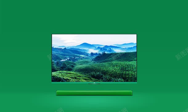 绿色大山电视海报背景背景