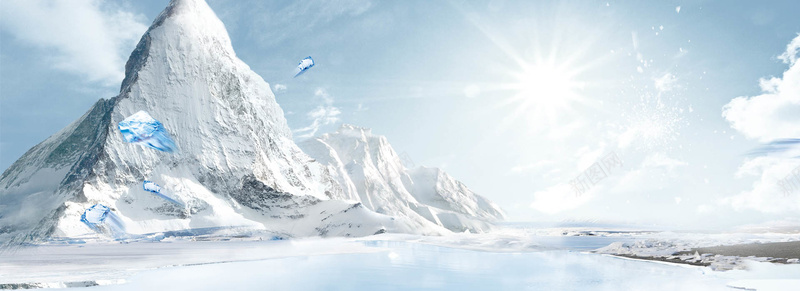 冰雪山峰背景摄影图片