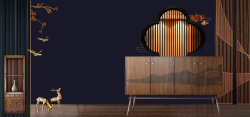 布艺沙发海报传统实木家具背景高清图片