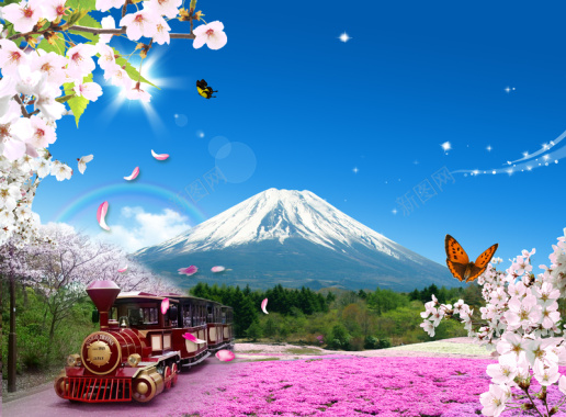 樱花旅游海报背景背景