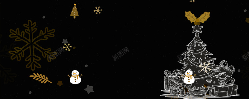 圣诞节金色风格电商促销banner背景