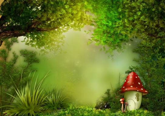 绿色森林童话背景背景