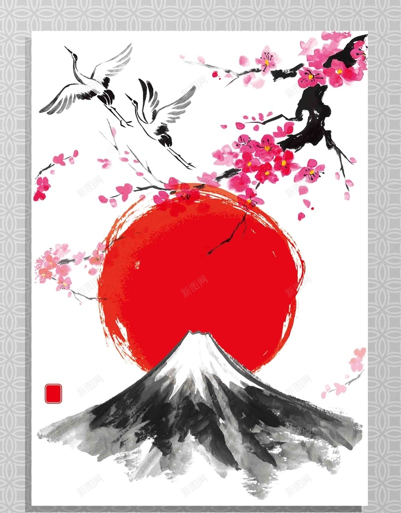 和风梅花富士山太阳仙鹤水墨海报背景矢量图背景图片 素材0svequqkv 新图网 和风梅花富士山太阳仙鹤水墨海报背景矢量图背景图片 素材0svequqkv 新图网
