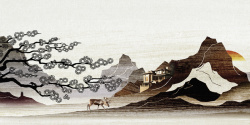 中国风江南风格山水情地产文化海报背景高清图片