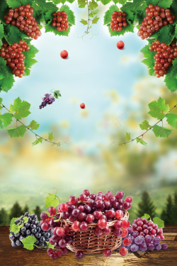 分销宣传新鲜采摘葡萄水果促销海报创意海报高清图片