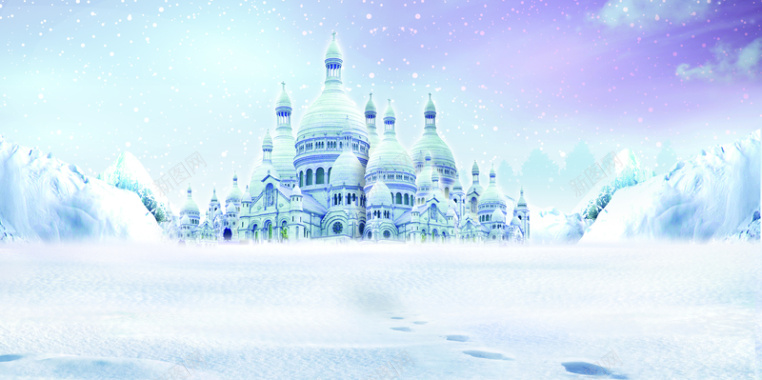 雪中城堡背景背景