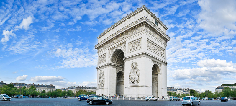 法国凯旋门背景摄影图片