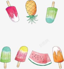 夏天美味水果冰棒素材