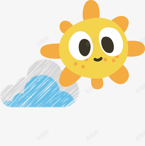 可爱的太阳与云朵cdr免抠素材_新图网 https://ixintu.com 云朵 卡通 可爱 太阳