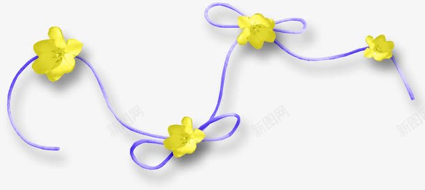 花瓣链接的线条png免抠素材_新图网 https://ixintu.com 线条 绳索 装饰线条 黄色花瓣