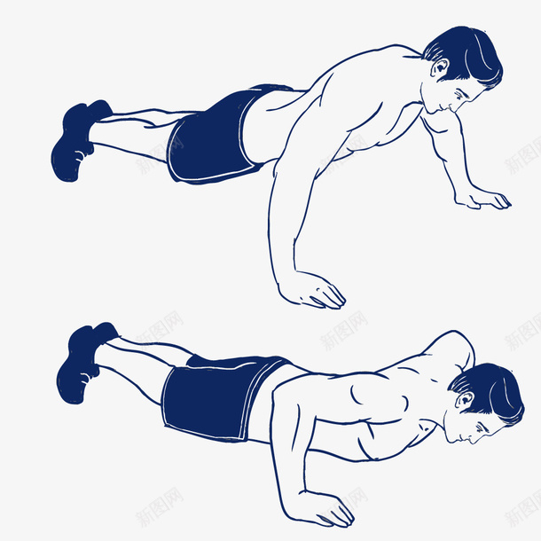 俯卧撑运动手绘图png免抠素材_新图网 https://ixintu.com 俯卧撑 健身 健身房 男人 运动 运动员 锻炼