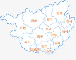广西地图蓝色线条广西地图高清图片
