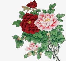 创意手绘合成红色的海棠花效果素材