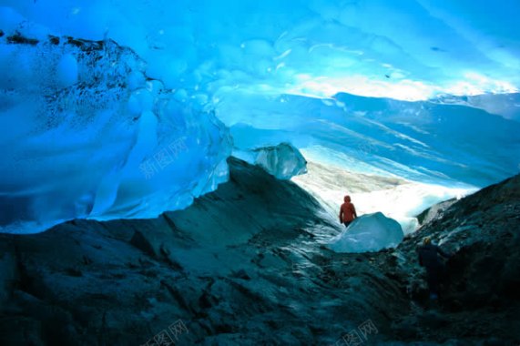 蓝色冰山峡谷背景