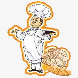 手绘的面包师卡通手绘面包烘焙师高清图片