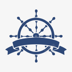 船尾舵蓝色控制方向的丝带logo舵盘图案图标高清图片