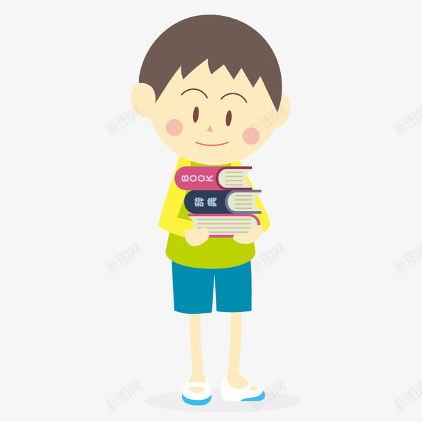 抱着书本的卡通男孩png免抠素材_新图网 https://ixintu.com 书本 书籍 人物 卡通 学生 抱着 男孩 简图