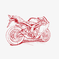 手绘线条摩托车矢量图素材