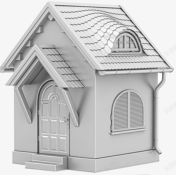 3D房子png免抠素材_新图网 https://ixintu.com 3D房子 白色墙壁 立体软件 计算机制图