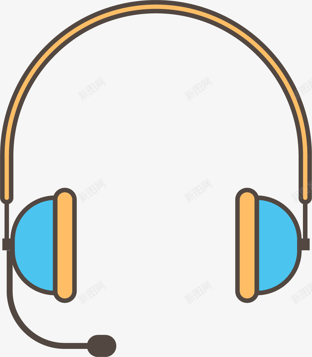 卡通线条降噪耳机png免抠素材_新图网 https://ixintu.com 卡通耳机 线条耳机 耳机 降噪 降噪功能 降噪耳机