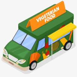 蔬菜装饰绿色卖瓜果蔬菜的汽车高清图片