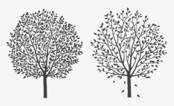 两棵小树两棵黑色小树剪影高清图片