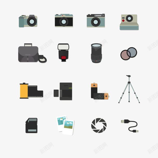 16款摄影元素图标png_新图网 https://ixintu.com 三脚架 摄影 摄影图标 相机 相机工具