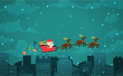 圣诞贺卡诞雪橇青蓝色圣诞老人背景图矢量图高清图片