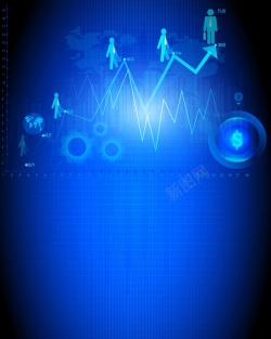 双向蓝色箭头矢量商业金融波折线背景高清图片