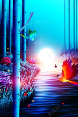 奇幻童话节奇幻森林探险背景高清图片
