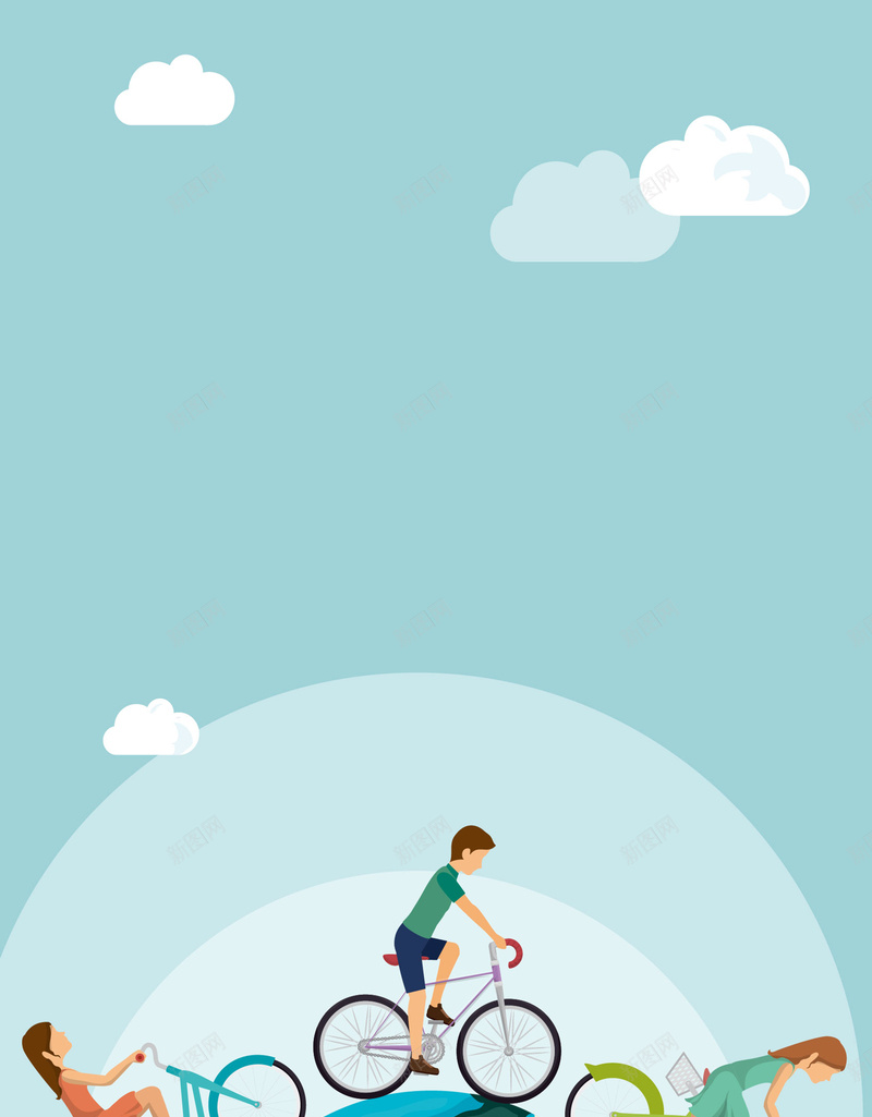 人物骑行运动海报背景矢量图ai设计背景_新图网 https://ixintu.com 人物剪影 低碳出行 比赛 海报 简约 背景 蓝色 运动锻炼 骑行 骑行运动 矢量图