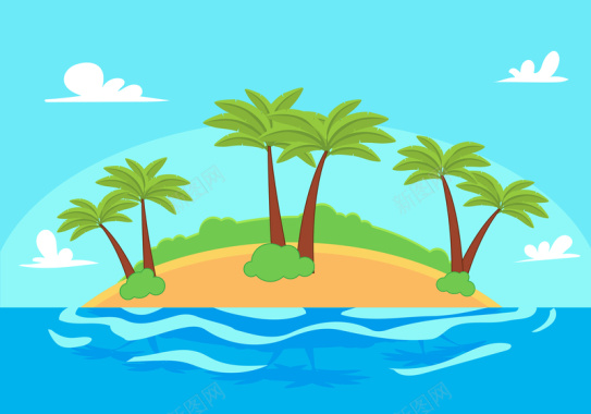 可爱卡通海岛主题海报画册矢量背景背景