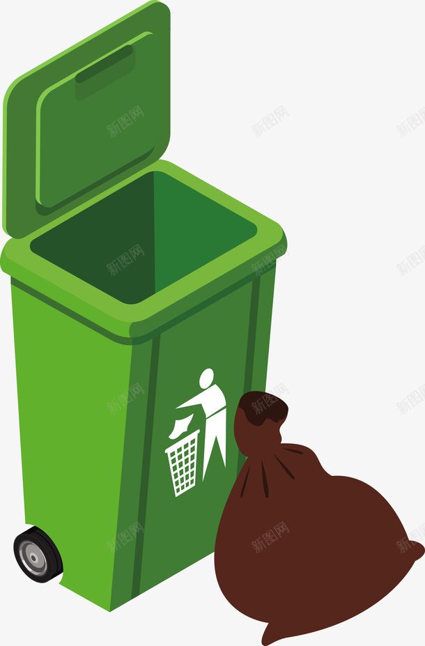 一个绿色回收垃圾桶矢量图eps免抠素材_新图网 https://ixintu.com 回收 回收垃圾桶 垃圾桶 矢量垃圾桶 绿色 绿色垃圾桶 矢量图