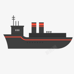一艘轮船一艘手绘的黑色轮船矢量图高清图片