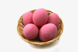 红鸡蛋一篮子红色鸡蛋高清图片