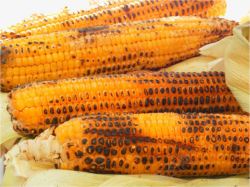 烤熟烤熟的玉米高清图片
