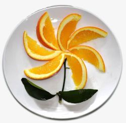 花朵盘子橙子花水果盘高清图片