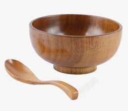木制勺子和碗素材